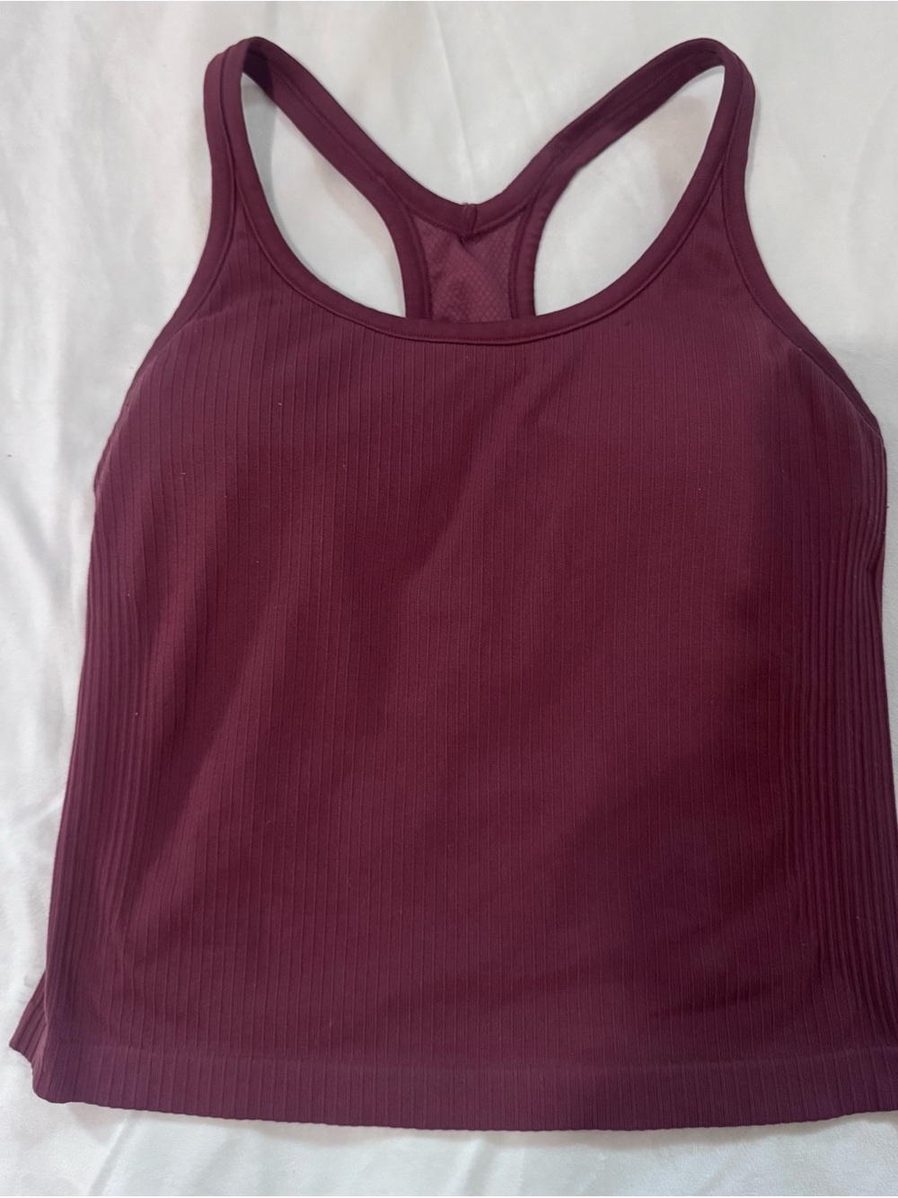 Women’s Medium Rust Brown Ribbed Racerback Tank Built-In Shelf Bra